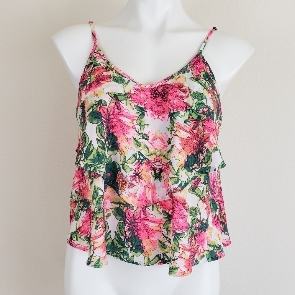 Astr Floral Print Pink Top, Size M